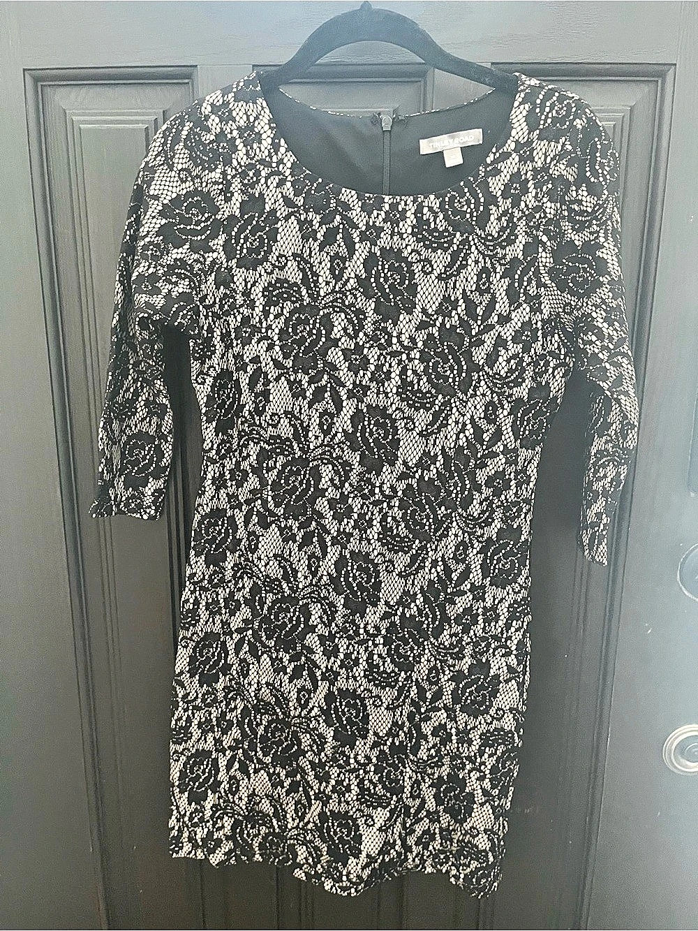 Tinley Road Floral Lace Mini Dress in Black & White Size XS Like New